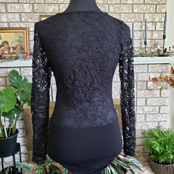 Lace Detail Bodysuit Top Fairycore Whimsigoth sz L - Picture 2 of 5
